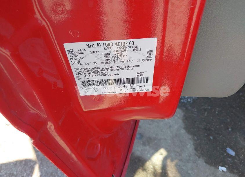 Photo 9 of 2006 Ford F-150 XLT (VIN 1FTRW14W06KD30860)