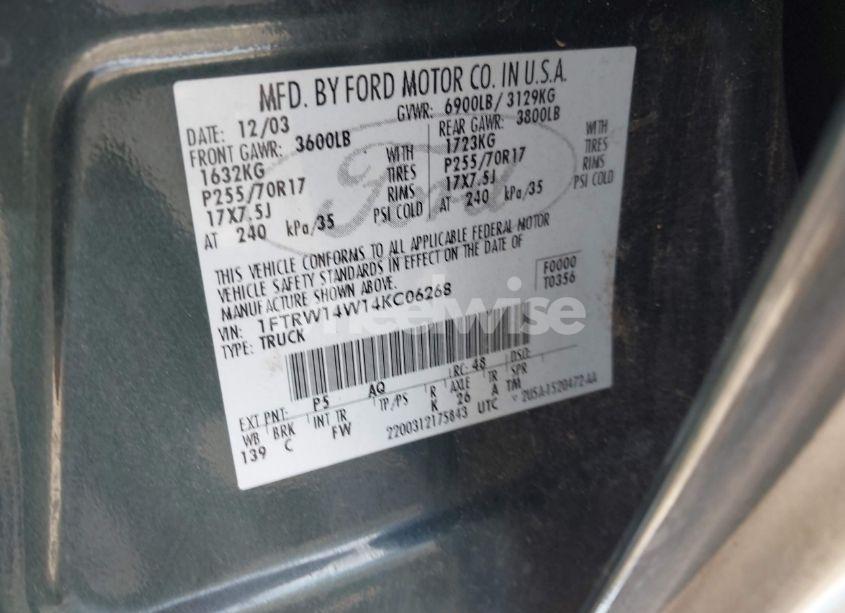 Photo 9 of 2004 Ford F-150 XLT (VIN 1FTRW14W14KC06268)