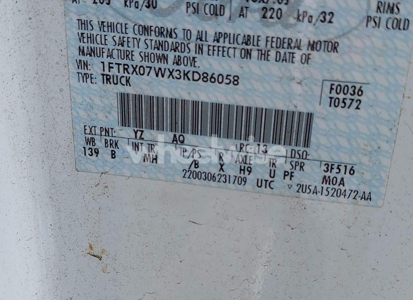 Photo 9 of 2003 Ford F-150 LARIAT/XL/XLT (VIN 1FTRX07WX3KD86058)