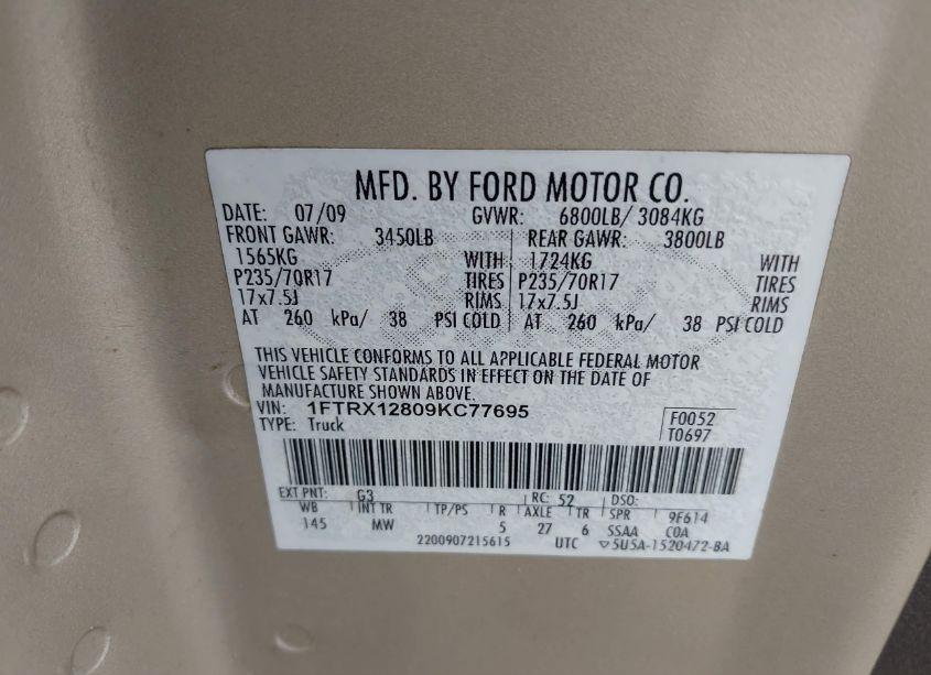 Photo 9 of 2009 Ford F-150 STX/XL/XLT (VIN 1FTRX12809KC77695)