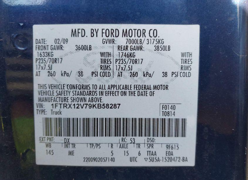 Photo 9 of 2009 Ford F-150 XLT (VIN 1FTRX12V79KB58287)