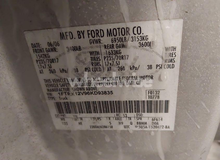 Photo 9 of 2006 Ford F-150 LARIAT/XLT (VIN 1FTRX12V96KD93835)