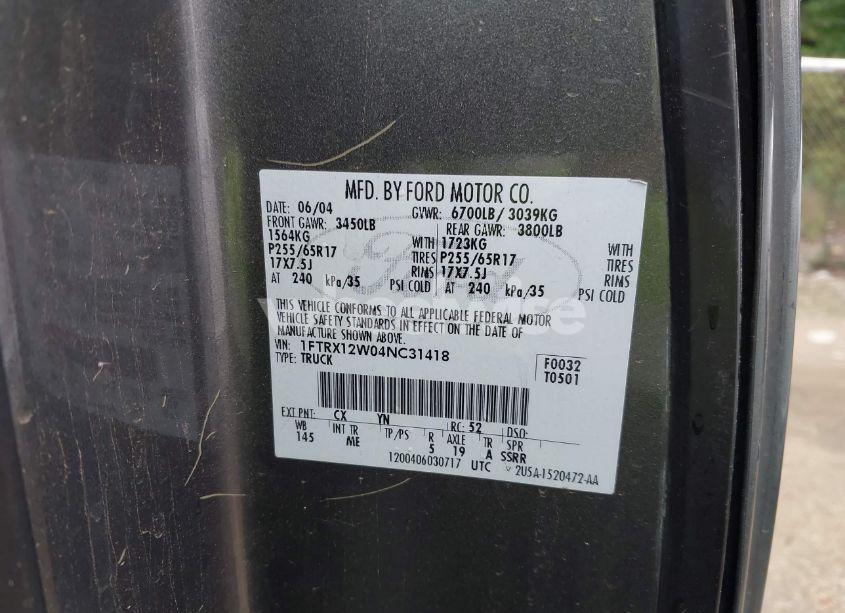 Photo 9 of 2004 Ford F-150 STX/XL/XLT (VIN 1FTRX12W04NC31418)