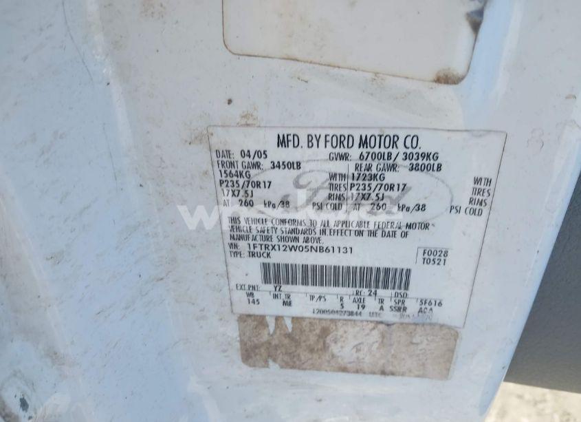 Photo 9 of 2005 Ford F-150 STX/XL/XLT (VIN 1FTRX12W05NB61131)