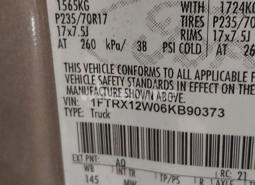 Photo 9 of 2006 Ford F-150 STX/XL/XLT (VIN 1FTRX12W06KB90373)