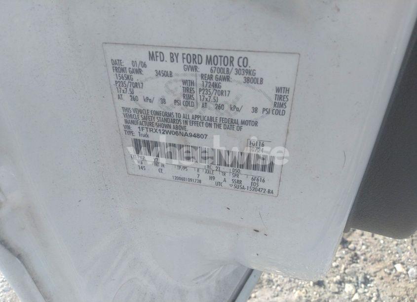 Photo 9 of 2006 Ford F-150 STX/XL/XLT (VIN 1FTRX12W06NA94807)