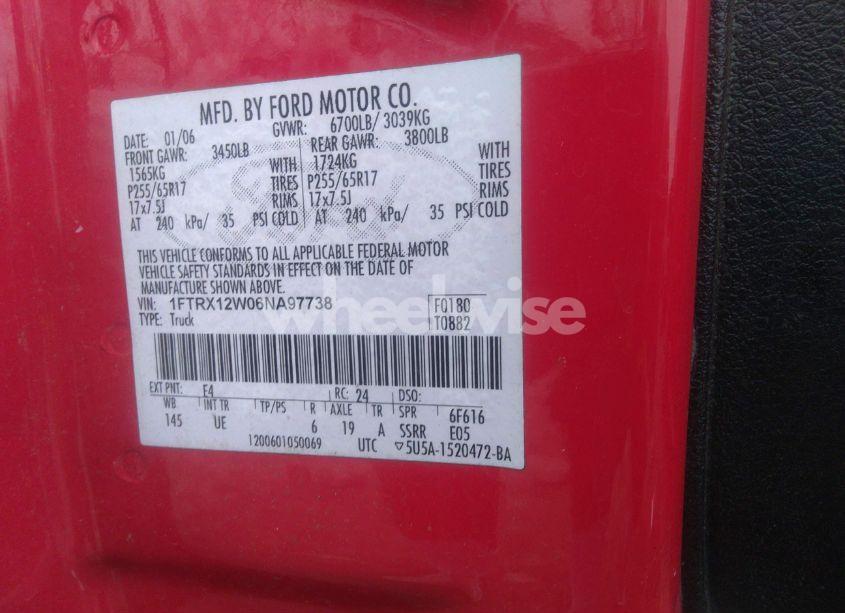 Photo 9 of 2006 Ford F-150 STX/XL/XLT (VIN 1FTRX12W06NA97738)