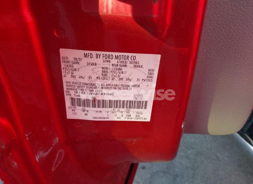 Photo 9 of 2008 Ford F-150 FX2/STX/XL/XLT (VIN 1FTRX12W08FA10949)