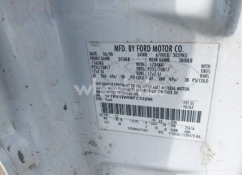 Photo 9 of 2008 Ford F-150 FX2/STX/XL/XLT (VIN 1FTRX12W08FC33296)