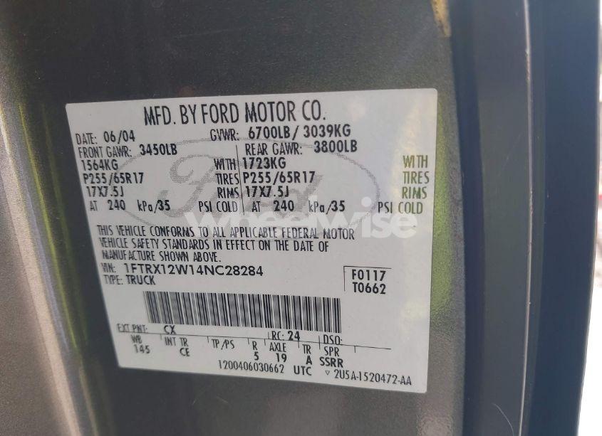 Photo 9 of 2004 Ford F-150 STX/XL/XLT (VIN 1FTRX12W14NC28284)