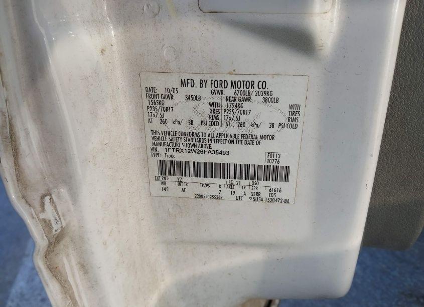 Photo 9 of 2006 Ford F-150 STX/XL/XLT (VIN 1FTRX12W26FA35493)