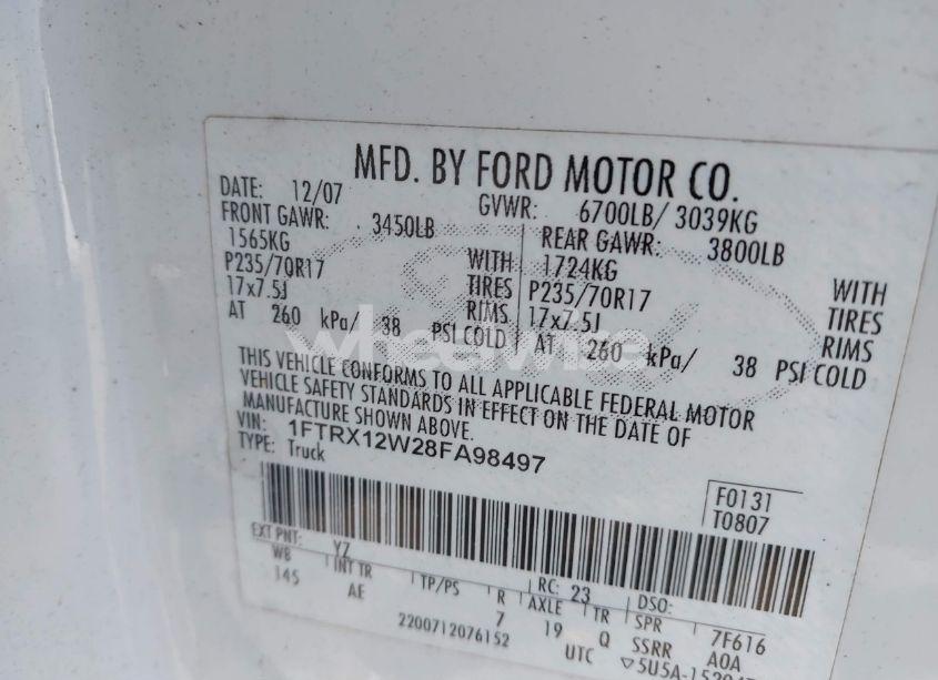 Photo 9 of 2008 Ford F-150 FX2/STX/XL/XLT (VIN 1FTRX12W28FA98497)