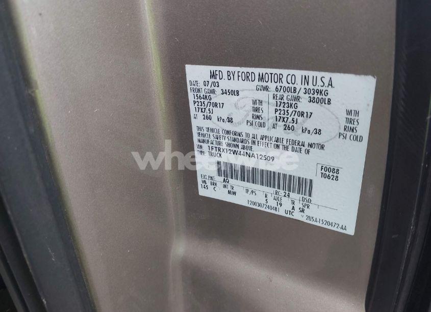 Photo 9 of 2004 Ford F-150 STX/XL/XLT (VIN 1FTRX12W44NA12509)