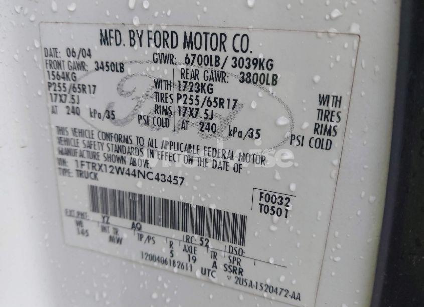 Photo 9 of 2004 Ford F-150 STX/XL/XLT (VIN 1FTRX12W44NC43457)