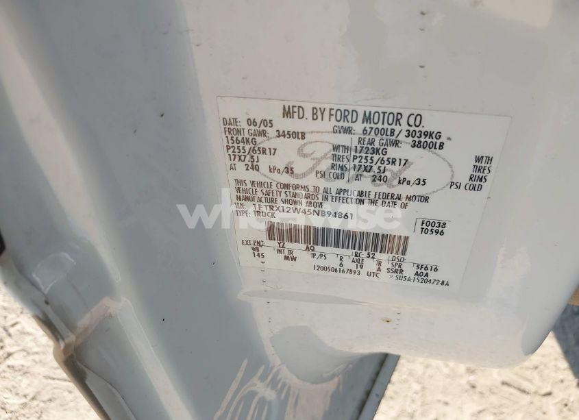 Photo 9 of 2005 Ford F-150 STX/XL/XLT (VIN 1FTRX12W45NB94861)