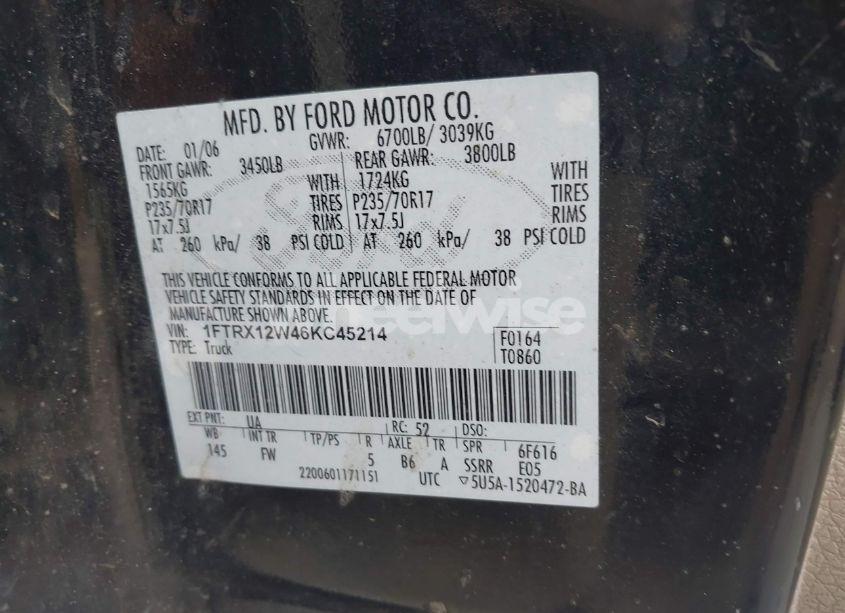 Photo 9 of 2006 Ford F-150 STX/XL/XLT (VIN 1FTRX12W46KC45214)