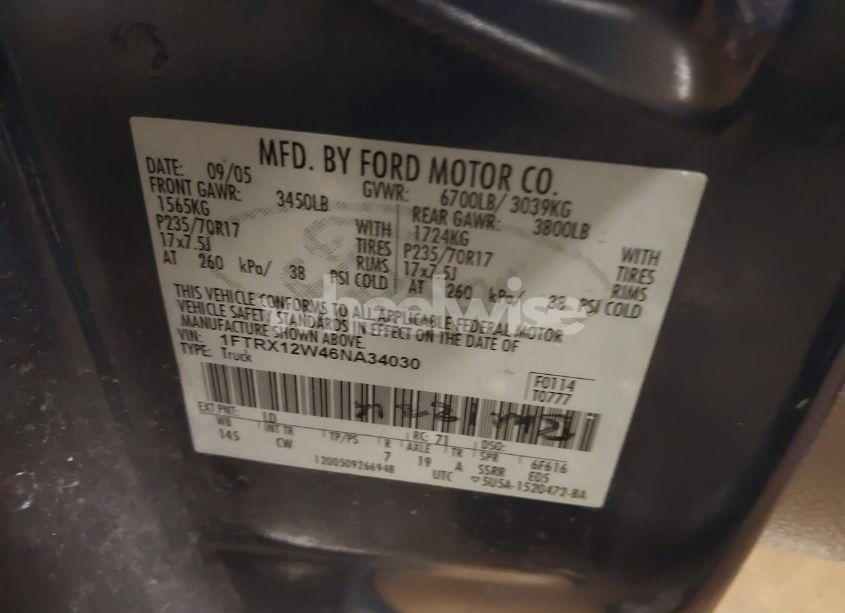 Photo 9 of 2006 Ford F-150 STX/XL/XLT (VIN 1FTRX12W46NA34030)