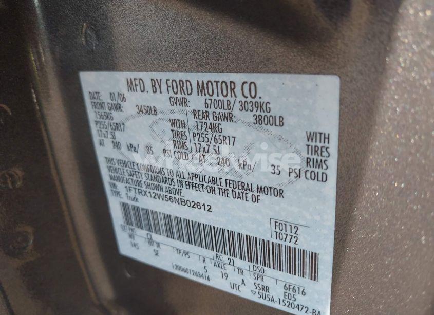 Photo 9 of 2006 Ford F-150 STX/XL/XLT (VIN 1FTRX12W56NB02612)