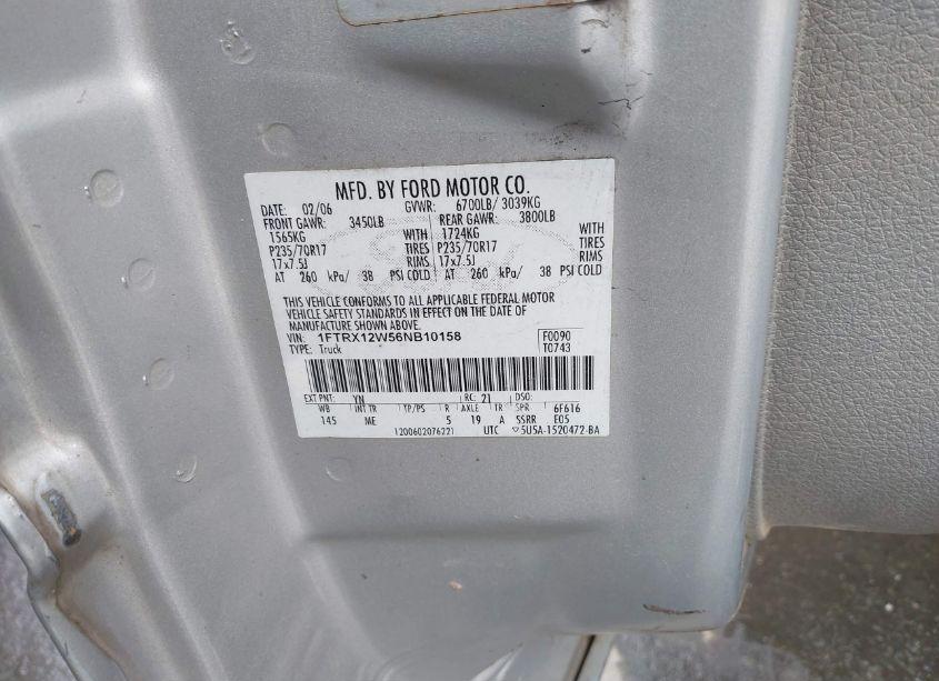 Photo 9 of 2006 Ford F-150 STX/XL/XLT (VIN 1FTRX12W56NB10158)