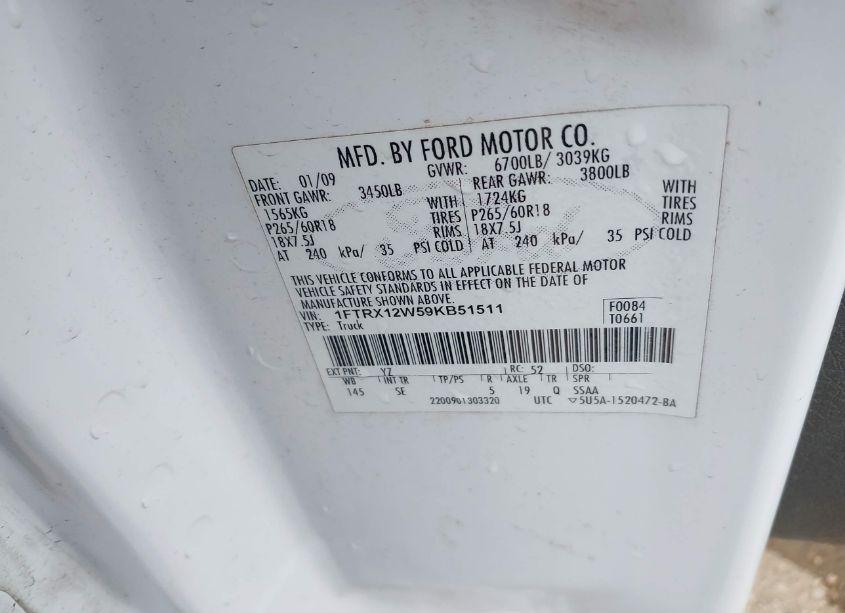 Photo 9 of 2009 Ford F-150 STX (VIN 1FTRX12W59KB51511)