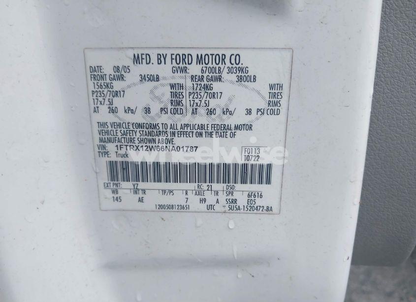 Photo 9 of 2006 Ford F-150 STX/XL/XLT (VIN 1FTRX12W66NA01787)