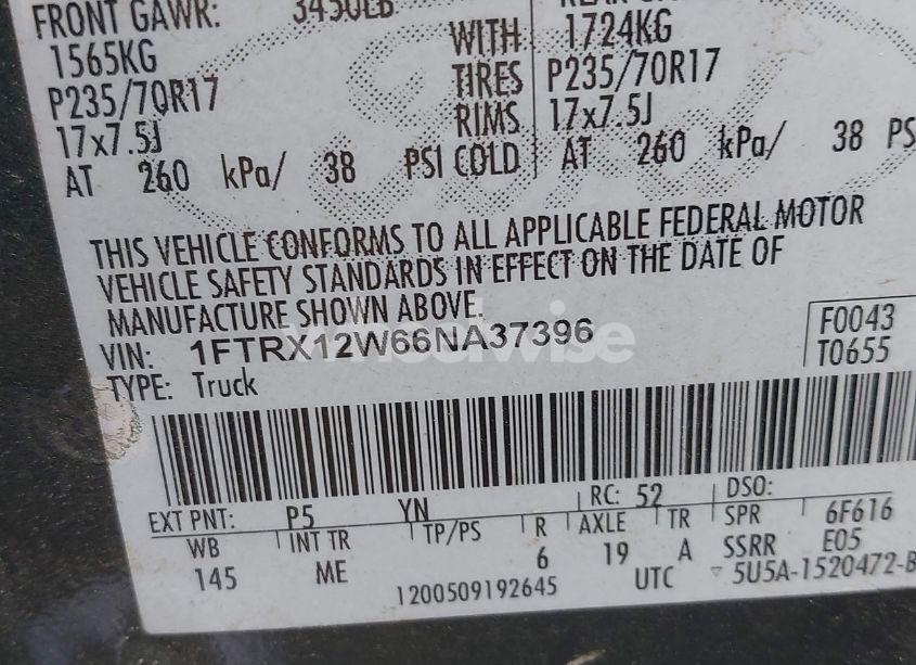 Photo 9 of 2006 Ford F-150 STX/XL/XLT (VIN 1FTRX12W66NA37396)