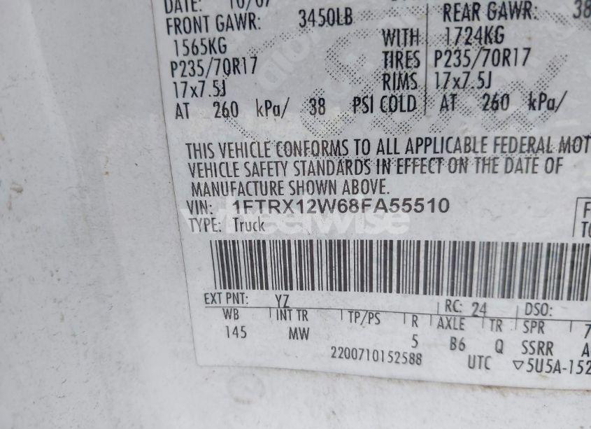 Photo 9 of 2008 Ford F-150 (VIN 1FTRX12W68FA55510)