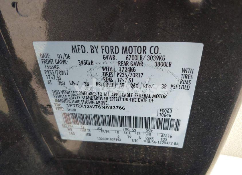 Photo 9 of 2006 Ford F-150 STX/XL/XLT (VIN 1FTRX12W76NA93766)