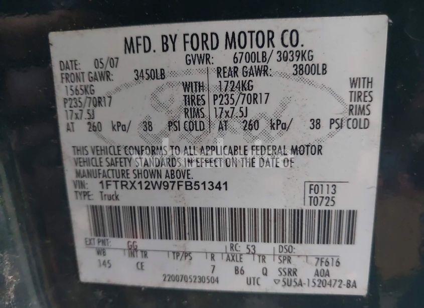 Photo 9 of 2007 Ford F-150 STX/XL/XLT (VIN 1FTRX12W97FB51341)