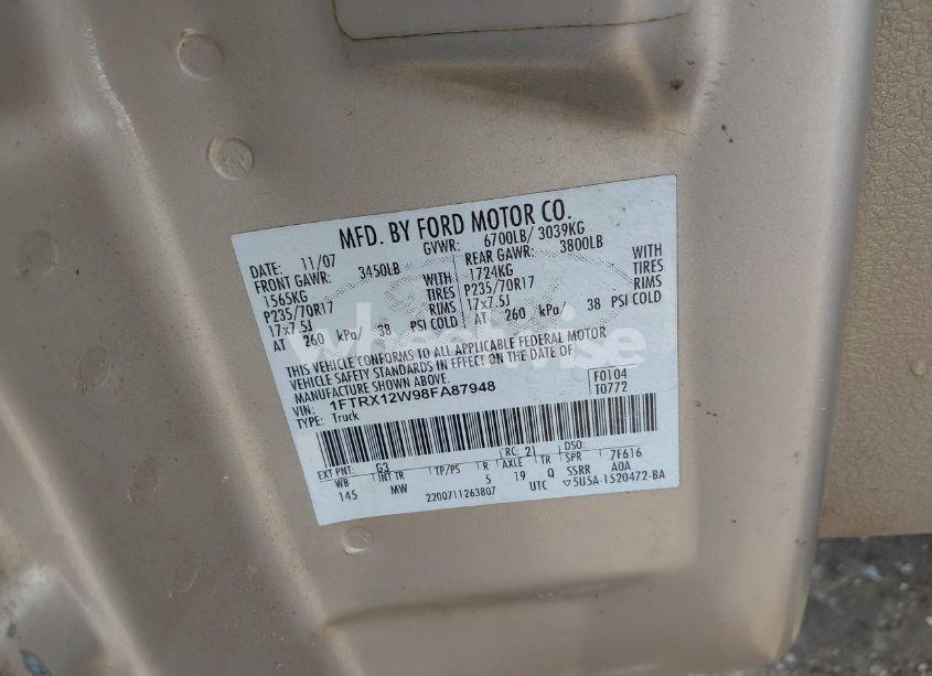 Photo 9 of 2008 Ford F-150 FX2/STX/XL/XLT (VIN 1FTRX12W98FA87948)