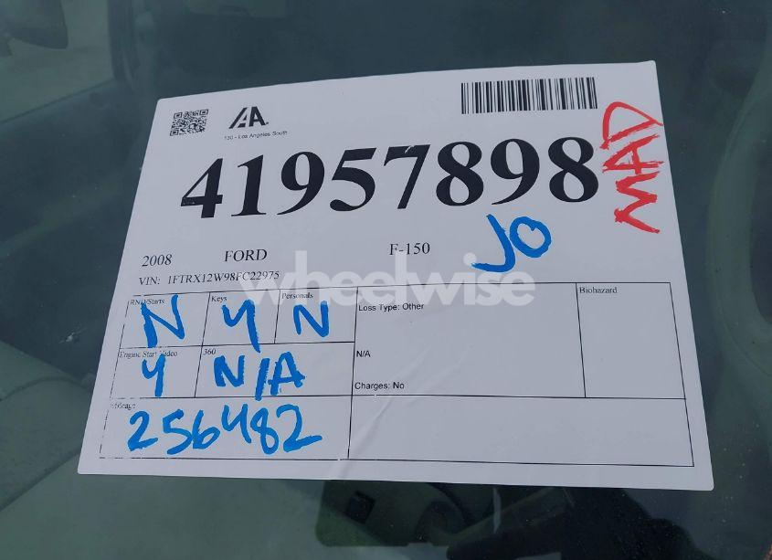 Photo 12 of 2008 Ford F-150 FX2/STX/XL/XLT (VIN 1FTRX12W98FC22975)