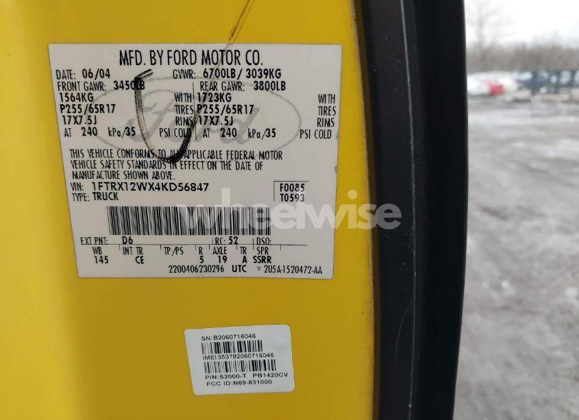 Photo 9 of 2004 Ford F-150 STX/XL/XLT (VIN 1FTRX12WX4KD56847)