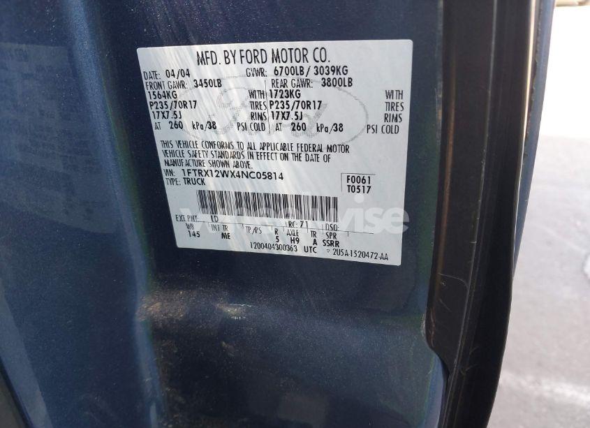 Photo 9 of 2004 Ford F-150 STX/XL/XLT (VIN 1FTRX12WX4NC05814)