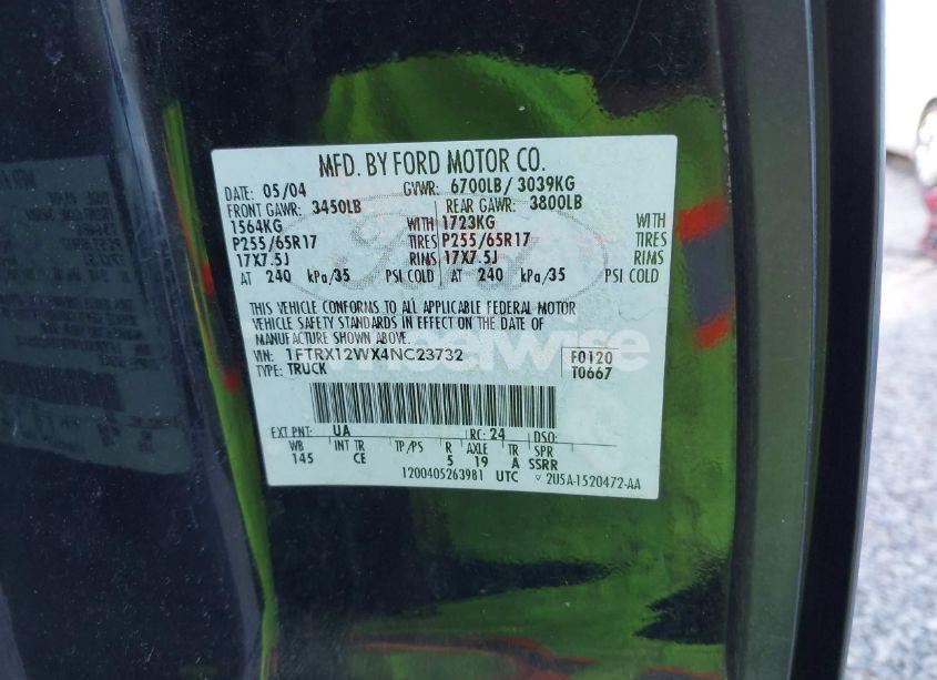 Photo 9 of 2004 Ford F-150 STX/XL/XLT (VIN 1FTRX12WX4NC23732)