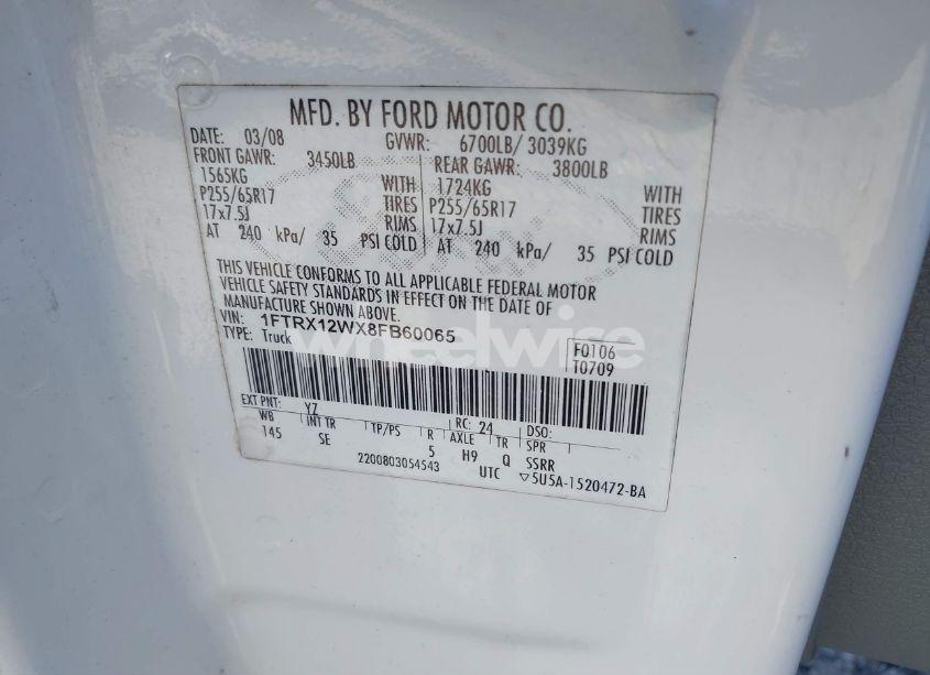 Photo 9 of 2008 Ford F-150 STX (VIN 1FTRX12WX8FB60065)