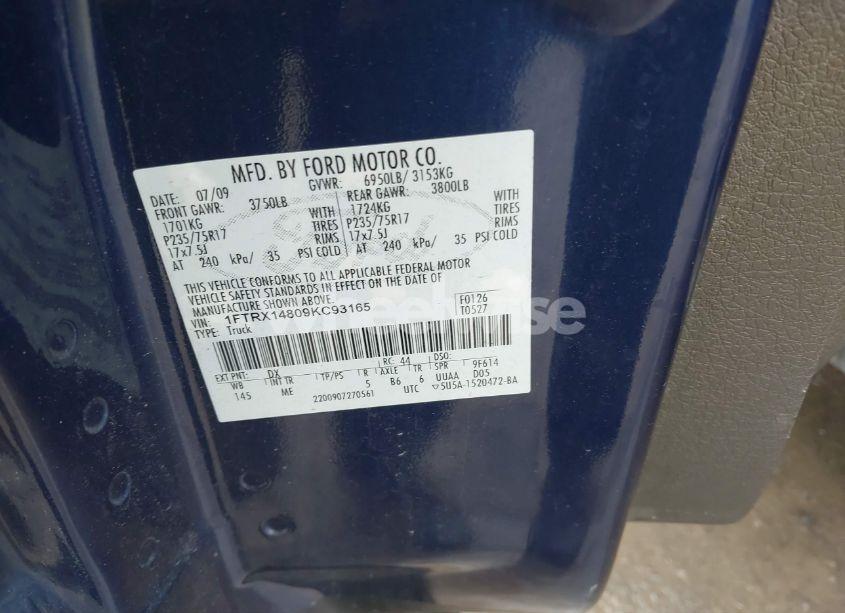 Photo 9 of 2009 Ford F-150 STX/XL/XLT (VIN 1FTRX14809KC93165)