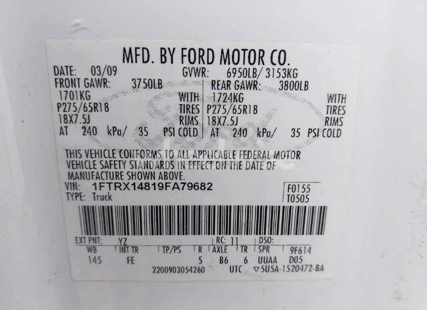 Photo 9 of 2009 Ford F-150 STX/XL/XLT (VIN 1FTRX14819FA79682)