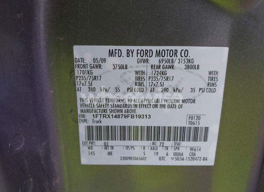 Photo 9 of 2009 Ford F-150 STX/XL/XLT (VIN 1FTRX14879FB19313)