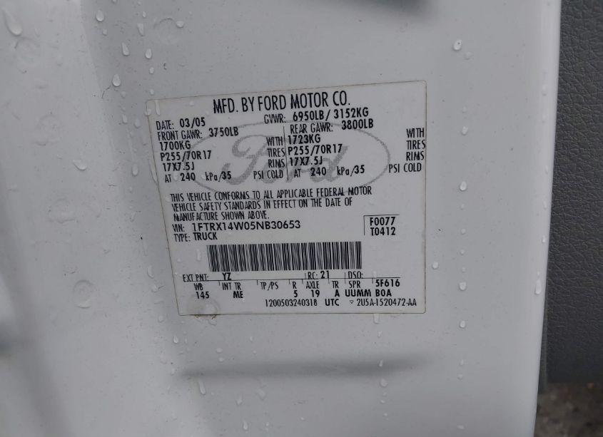 Photo 9 of 2005 Ford F-150 STX/XL/XLT (VIN 1FTRX14W05NB30653)