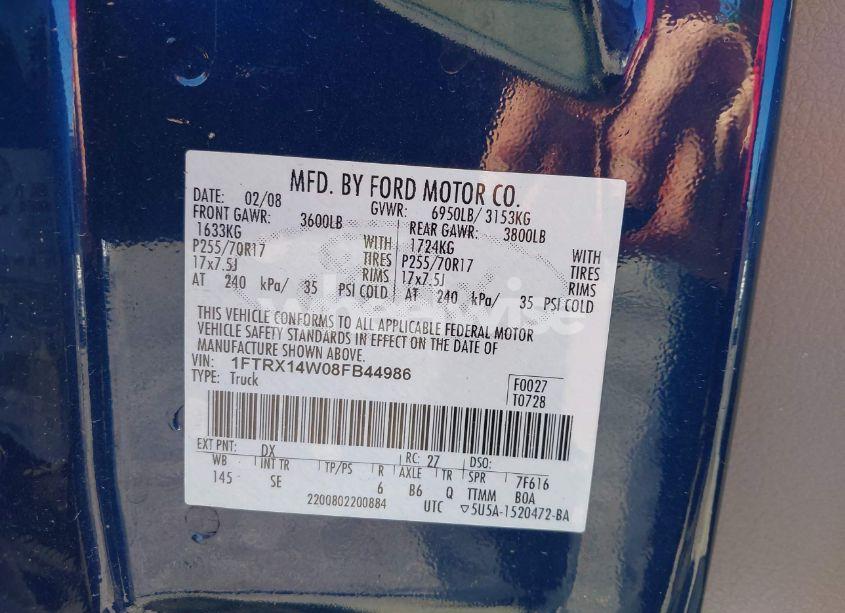 Photo 9 of 2008 Ford F-150 STX/XL/XLT (VIN 1FTRX14W08FB44986)