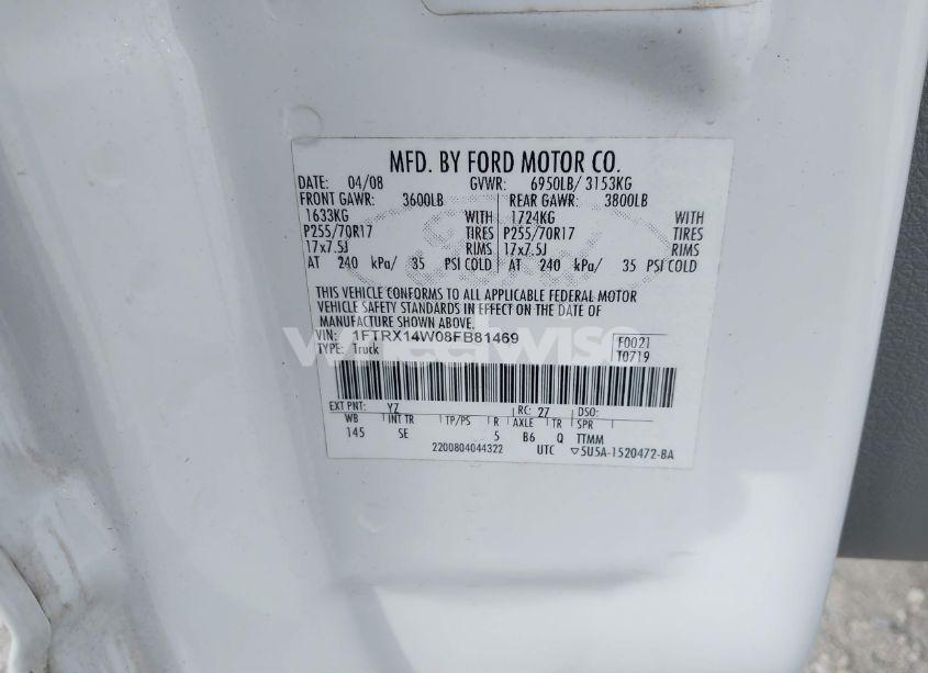 Photo 9 of 2008 Ford F-150 STX/XL/XLT (VIN 1FTRX14W08FB81469)