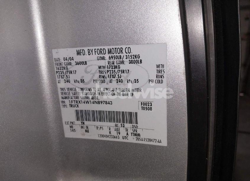 Photo 9 of 2004 Ford F-150 STX/XL/XLT (VIN 1FTRX14W14NB97843)