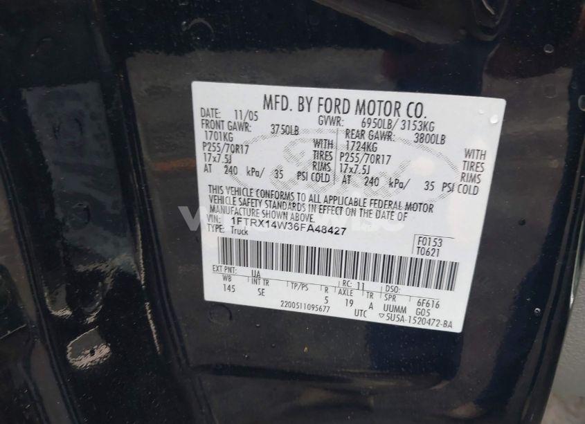 Photo 9 of 2006 Ford F-150 STX/XL/XLT (VIN 1FTRX14W36FA48427)