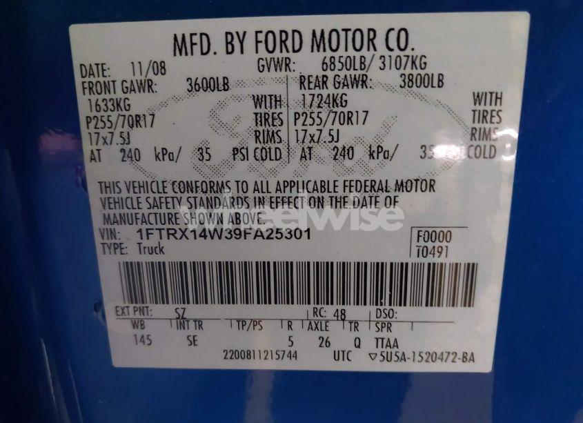 Photo 9 of 2009 Ford F-150 STX (VIN 1FTRX14W39FA25301)