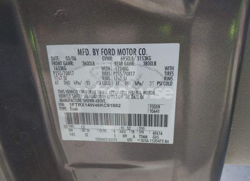 Photo 9 of 2006 Ford F-150 STX/XL/XLT (VIN 1FTRX14W46KC91882)