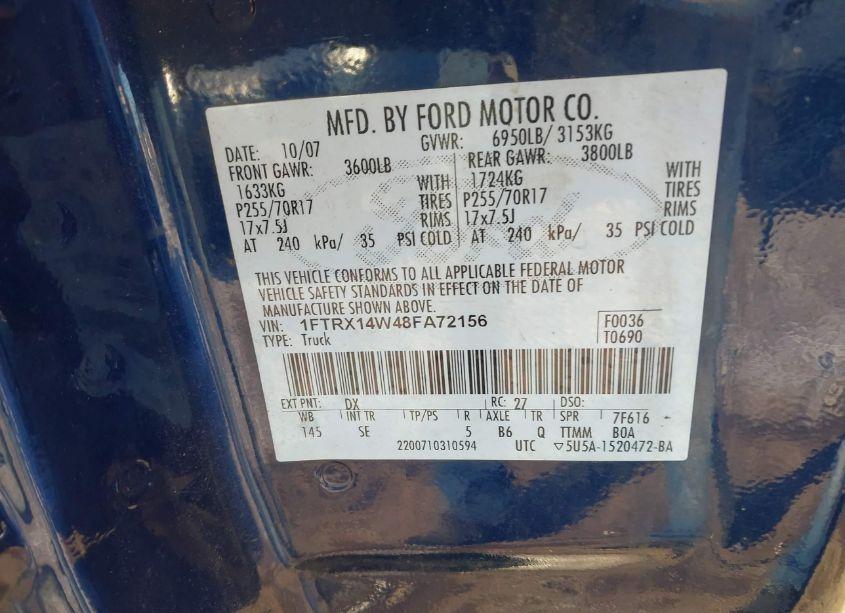 Photo 9 of 2008 Ford F-150 STX/XL/XLT (VIN 1FTRX14W48FA72156)