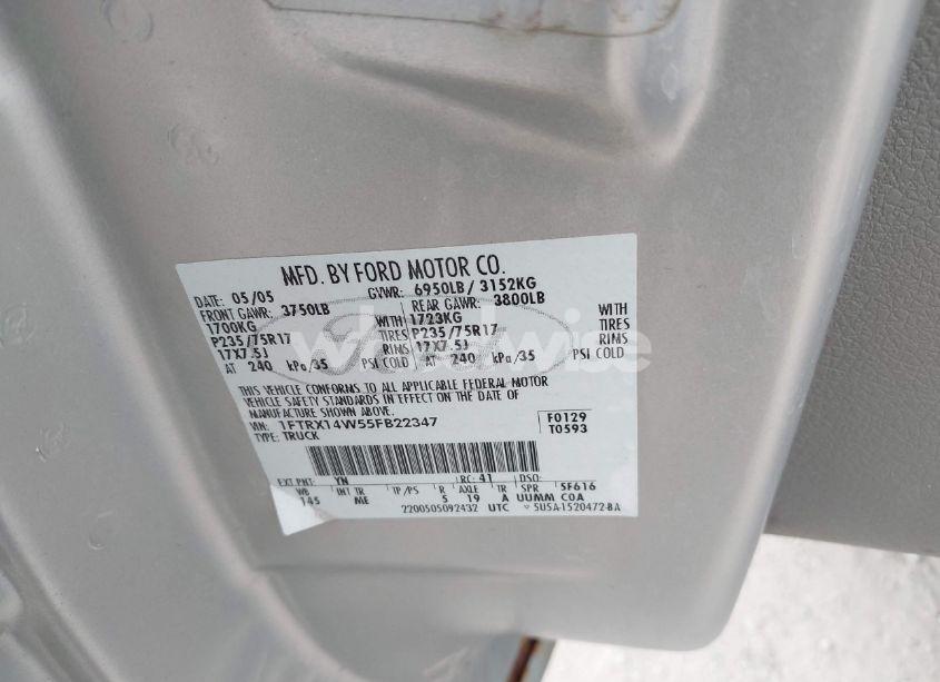 Photo 9 of 2005 Ford F-150 STX/XL/XLT (VIN 1FTRX14W55FB22347)