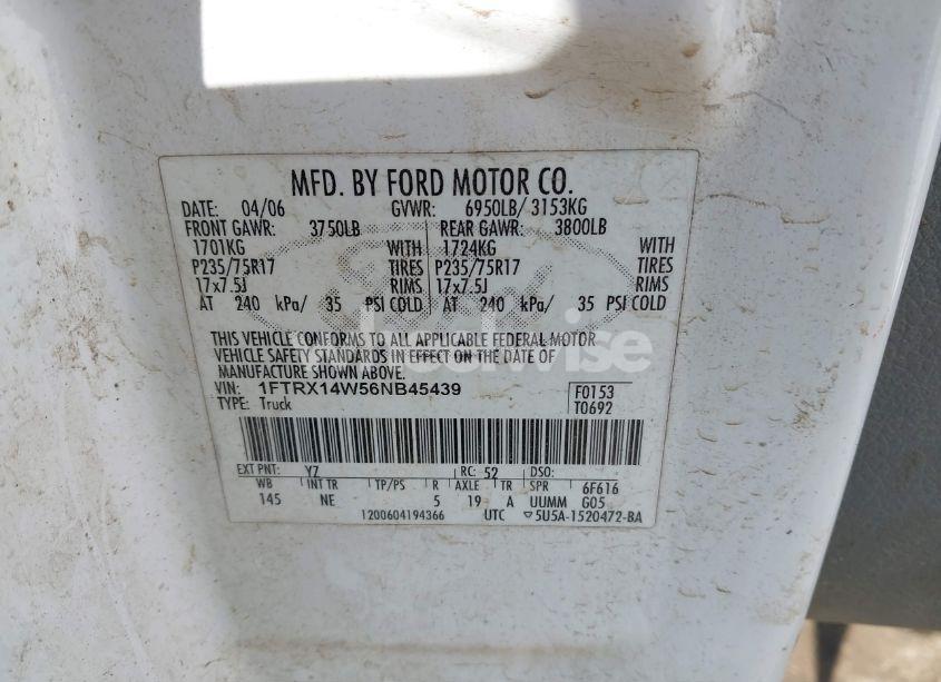 Photo 9 of 2006 Ford F-150 STX/XL/XLT (VIN 1FTRX14W56NB45439)