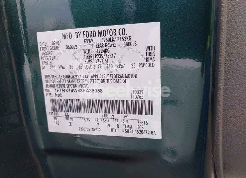 Photo 9 of 2008 Ford F-150 STX/XL/XLT (VIN 1FTRX14W68FA35058)