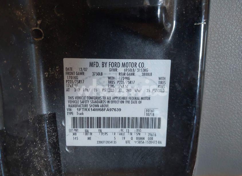 Photo 9 of 2008 Ford F-150 STX/XL/XLT (VIN 1FTRX14W68FA97639)